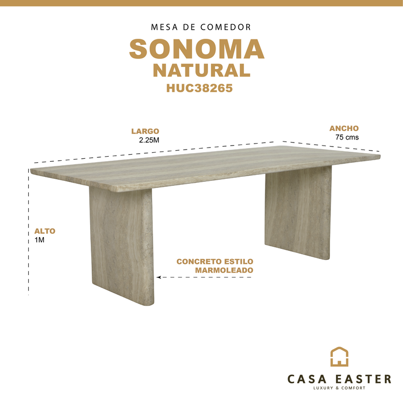 Cargue la imagen en el visor de la galería, Mesa de comedor para interior y exterior SONOMA rectangular 2.25M estilo marmoleado - HUC38265