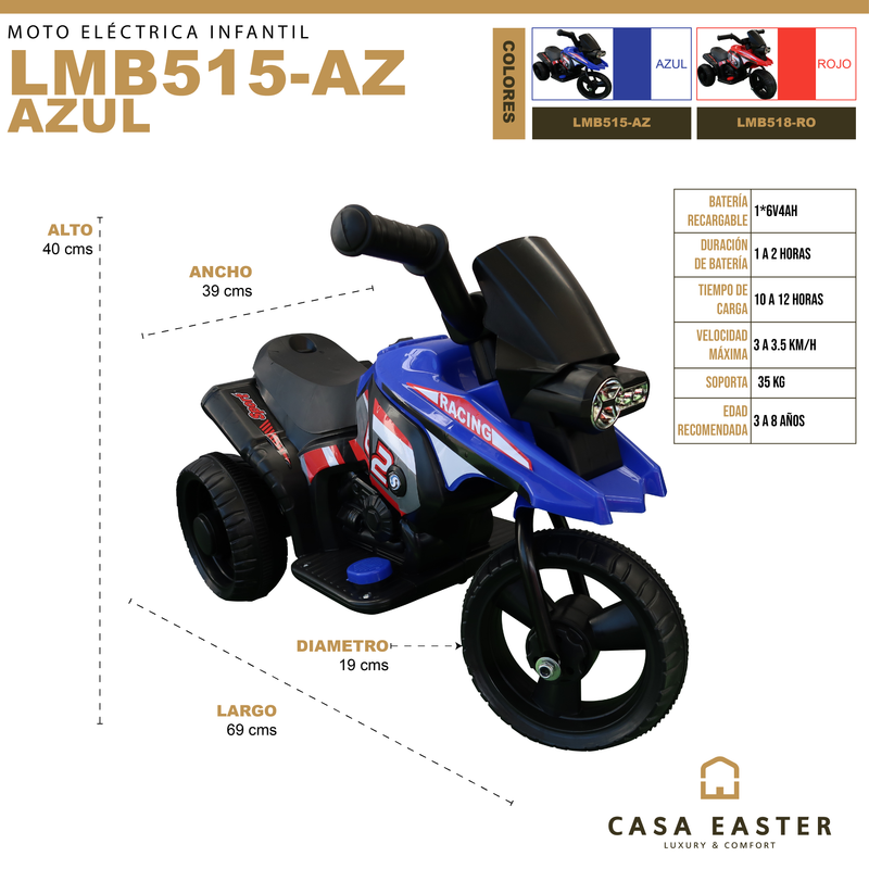 Cargue la imagen en el visor de la galería, Moto eléctrica infantil color rojo - JMB518-RO