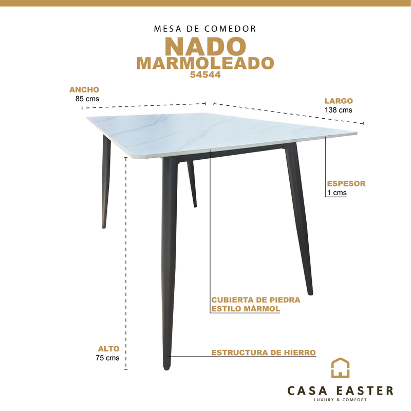Cargue la imagen en el visor de la galería, Mesa de Comedor 1.4 M Nado, color gris - 54544