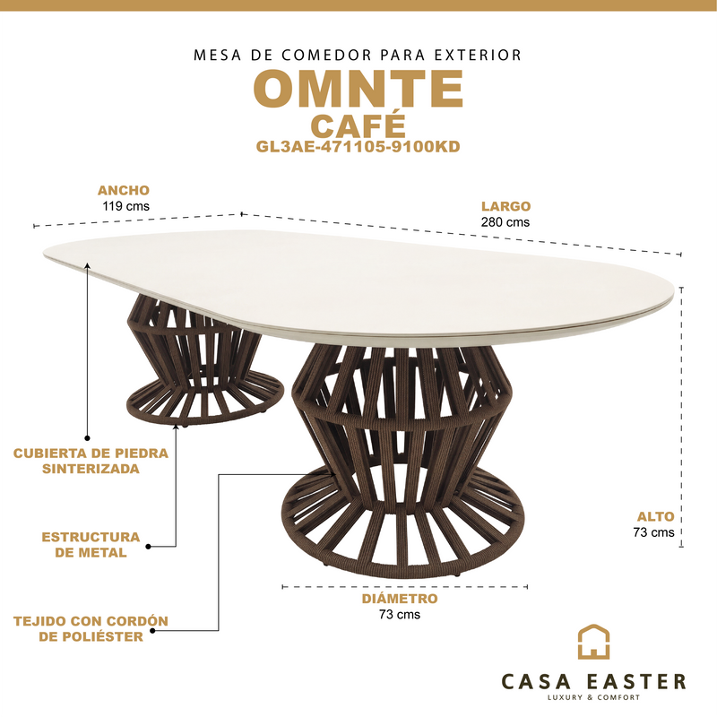 Load image into Gallery viewer, Mesa de comedor 2.8m OMNTE para interior, color café - GL3AE-471105-9100KD