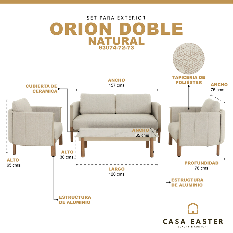 Load image into Gallery viewer, Set doble Orion de exterior color beige - 63074-72-73