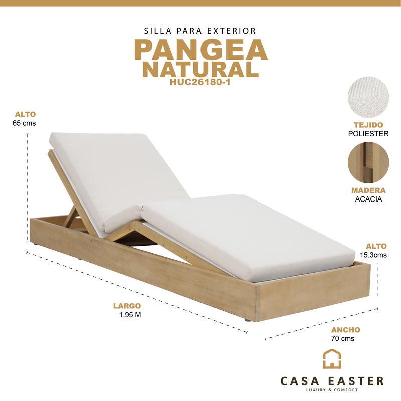 Cargue la imagen en el visor de la galería, Camastro de madera con textileno Pangea color Natural - HUC261801