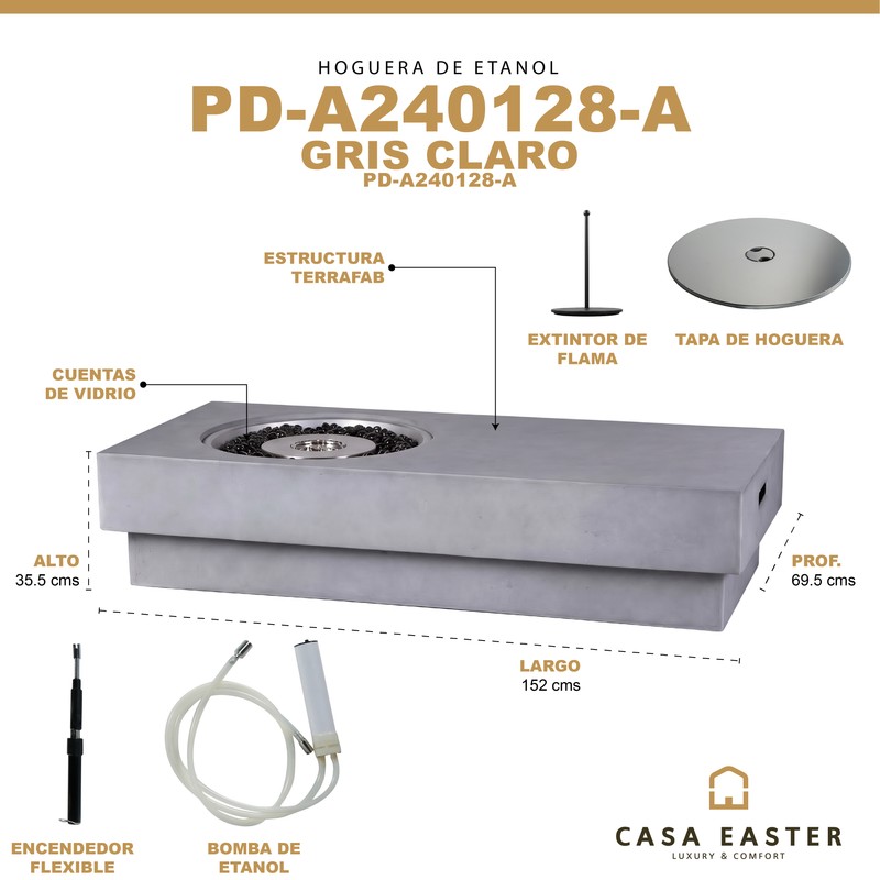 Load image into Gallery viewer, Light Gray Rectangular Fire Pit - PDF200152A