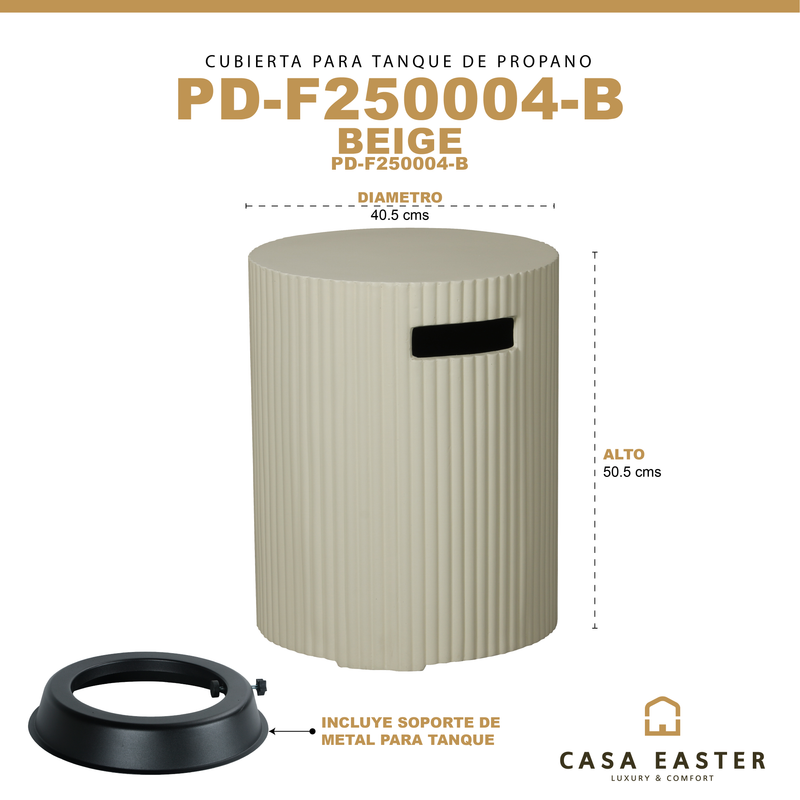 Cargue la imagen en el visor de la galería, Tapa para gas LP redonda de fogata, color Beige - PD-F250004-B