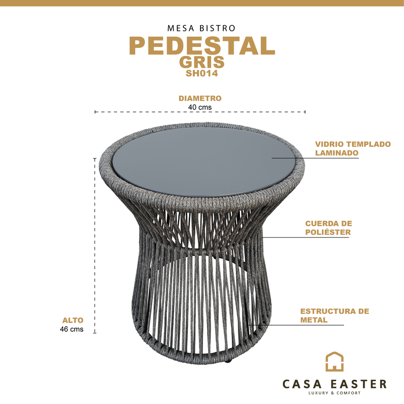Cargue la imagen en el visor de la galería, Mesa Bistro Pedestal color gris - SH014