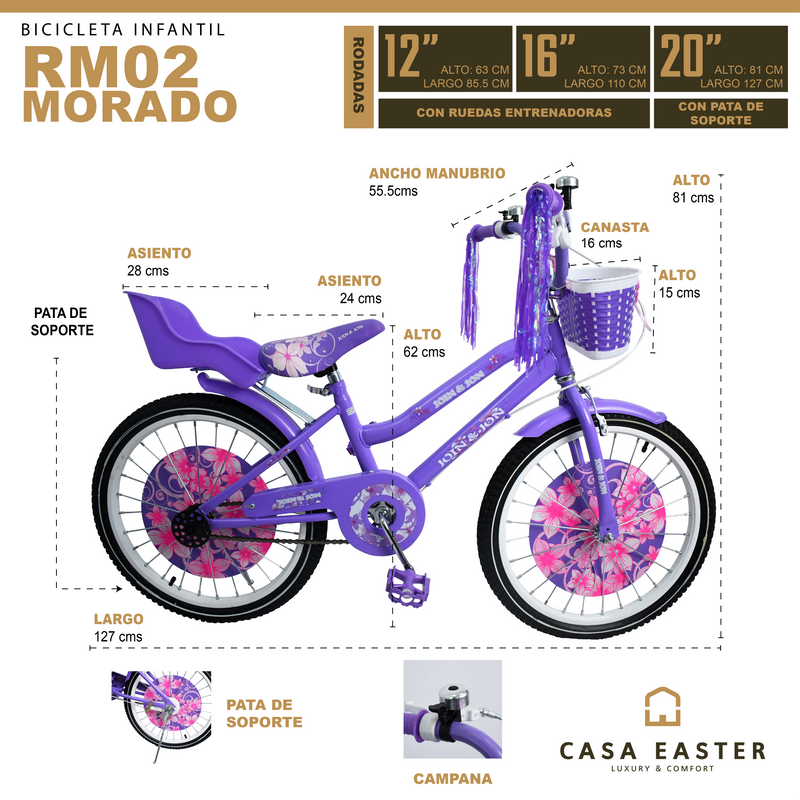 Cargue la imagen en el visor de la galería, Bicicleta de 20" color RM02 color Morado - RM0220-MOR