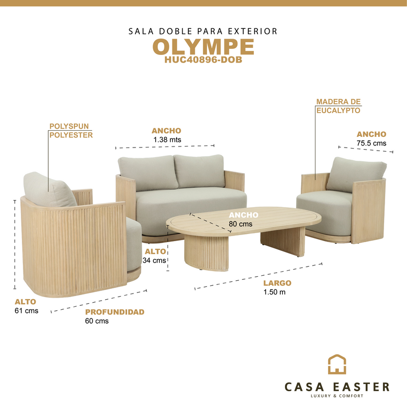 Cargue la imagen en el visor de la galería, Set doble de madera Olympe color natural - HUC40896-DOB