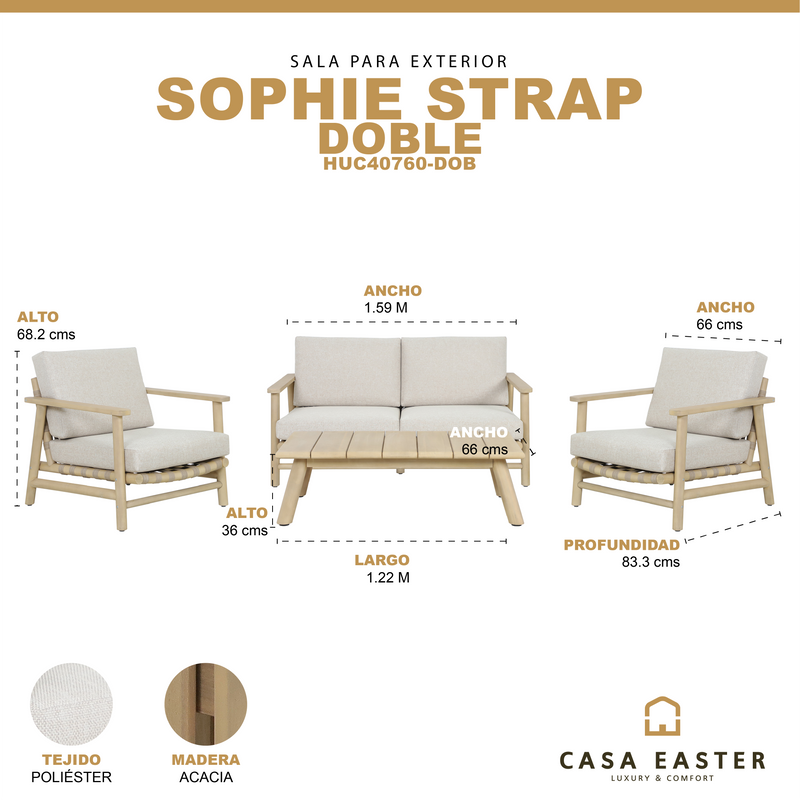 Cargue la imagen en el visor de la galería, Set doble Sophie Strap de madera color Natural - HUC40760-DOB