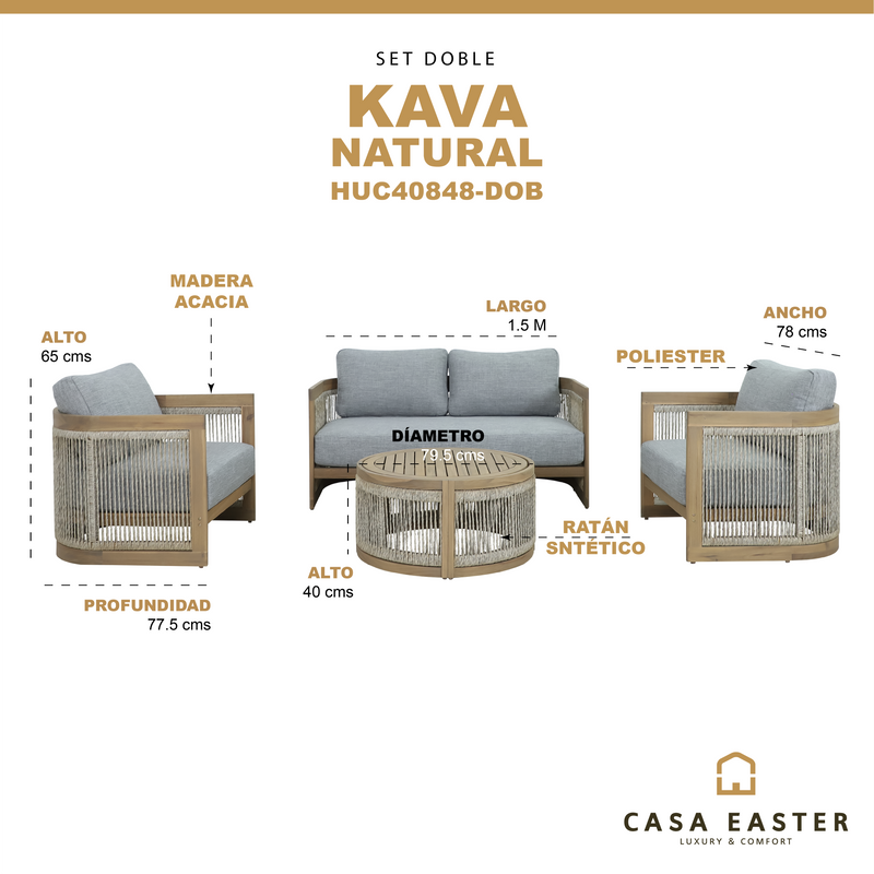 Cargue la imagen en el visor de la galería, Set doble Kava color natural - HUC40848-DOB