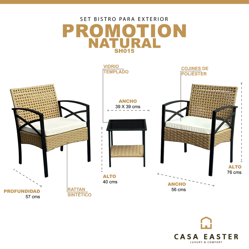 Cargue la imagen en el visor de la galería, Set Bistro Promotion color natural - SH015