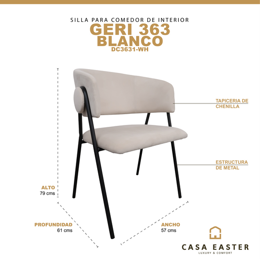 Silla de Interior Geri 363 color Blanco - DC3631-WH