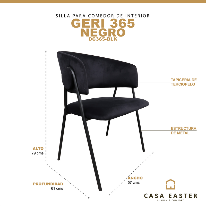 Cargue la imagen en el visor de la galería, Silla de Interior Geri 365 color Negro - DC365-BLK