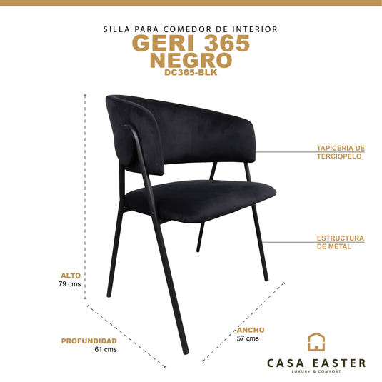 Silla de Interior Geri 365 color Negro - DC365-BLK