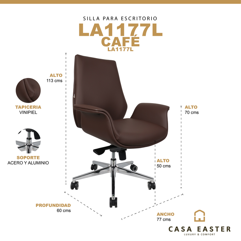 Cargue la imagen en el visor de la galería, Silla de escritorio LA1177L para interior color Brown - LA1177L