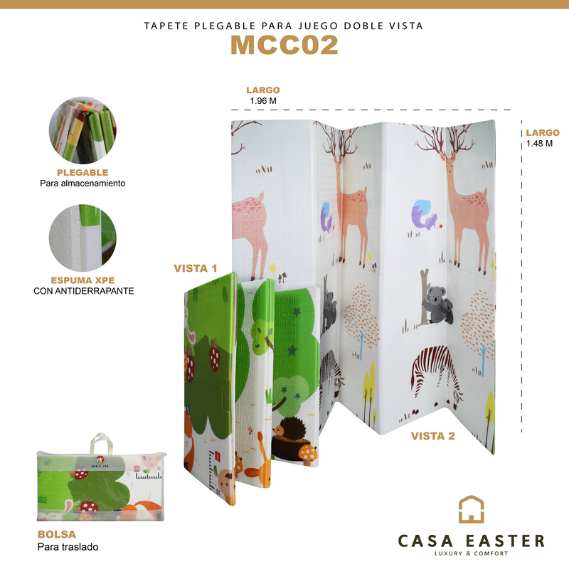 Cargue la imagen en el visor de la galería, Tapete para gatear de bebe 148*191 CMS animales - MCC02