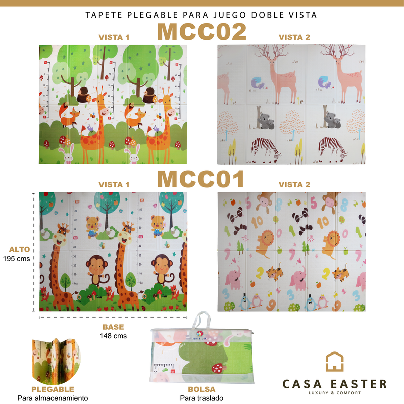 Cargue la imagen en el visor de la galería, Tapete para gatear de bebe 148*191 CMS animales - MCC02