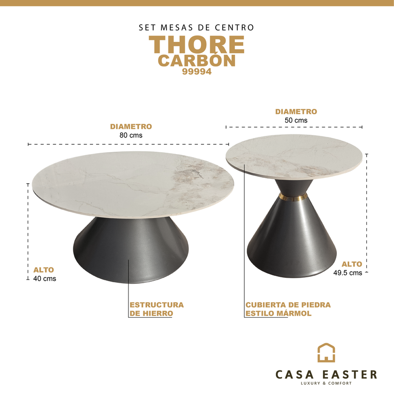 Cargue la imagen en el visor de la galería, Mesas de centro de Interior set Duo Thore 80 cms / 50 cms color Carbon - 99994
