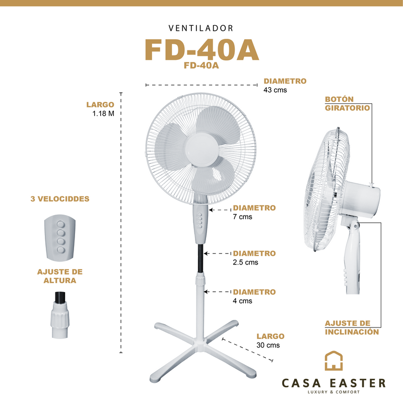 Cargue la imagen en el visor de la galería, Ventilador FD40A, color blanco Dia.: 43 cms - FD40A