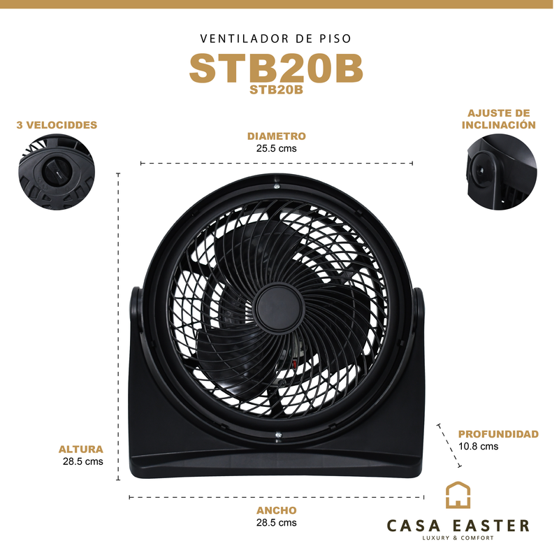Cargue la imagen en el visor de la galería, Ventilador de Ecritorio STB20B color negro Diam. 25.5 cms - STB20B