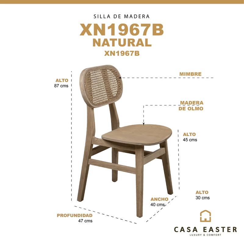 Cargue la imagen en el visor de la galería, Silla de madera para interior XN1967B color Natural - XN1967B