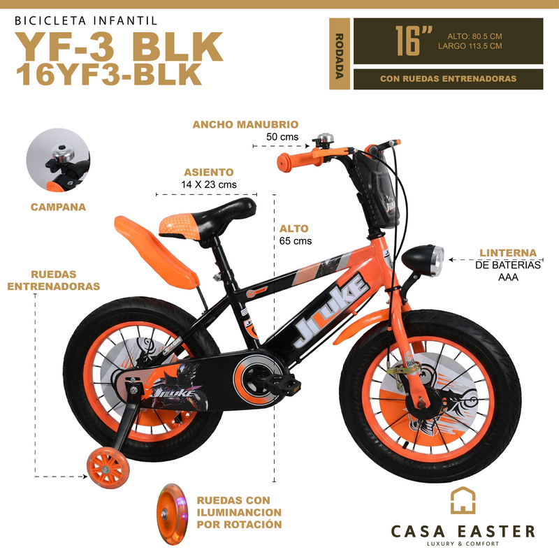 Load image into Gallery viewer, 16" YF3 Kids' Bicycle Black - 16YF3-BLK