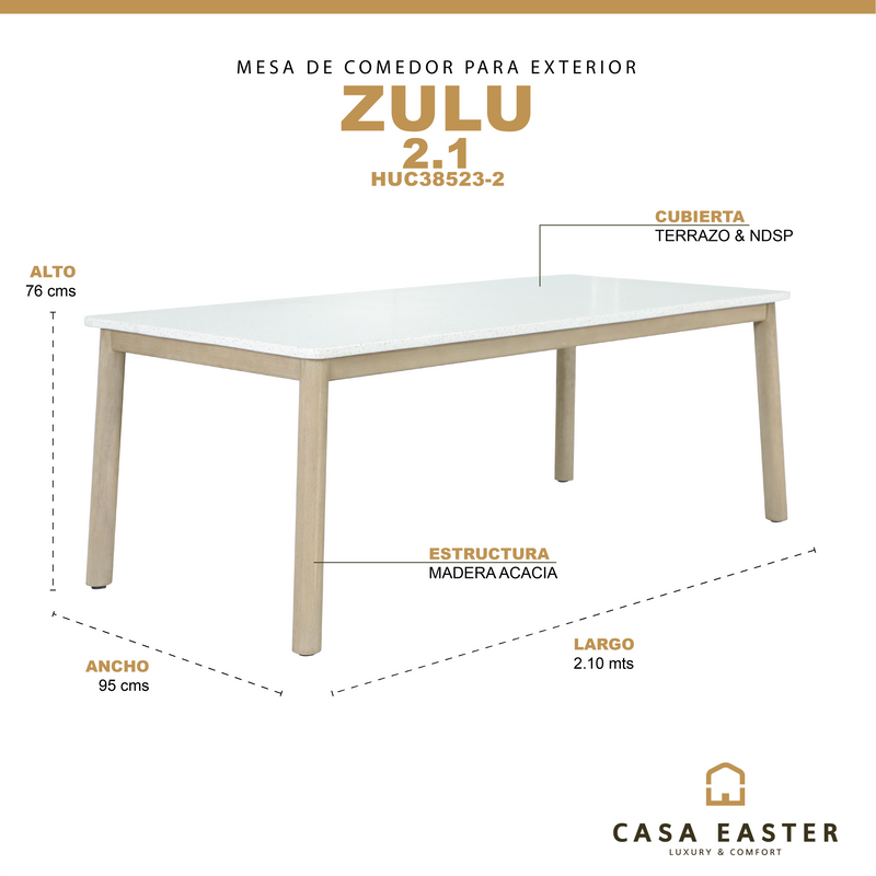 Cargue la imagen en el visor de la galería, Mesa de comedor Zulu 2.1M, de terrazo - HUC38523-2