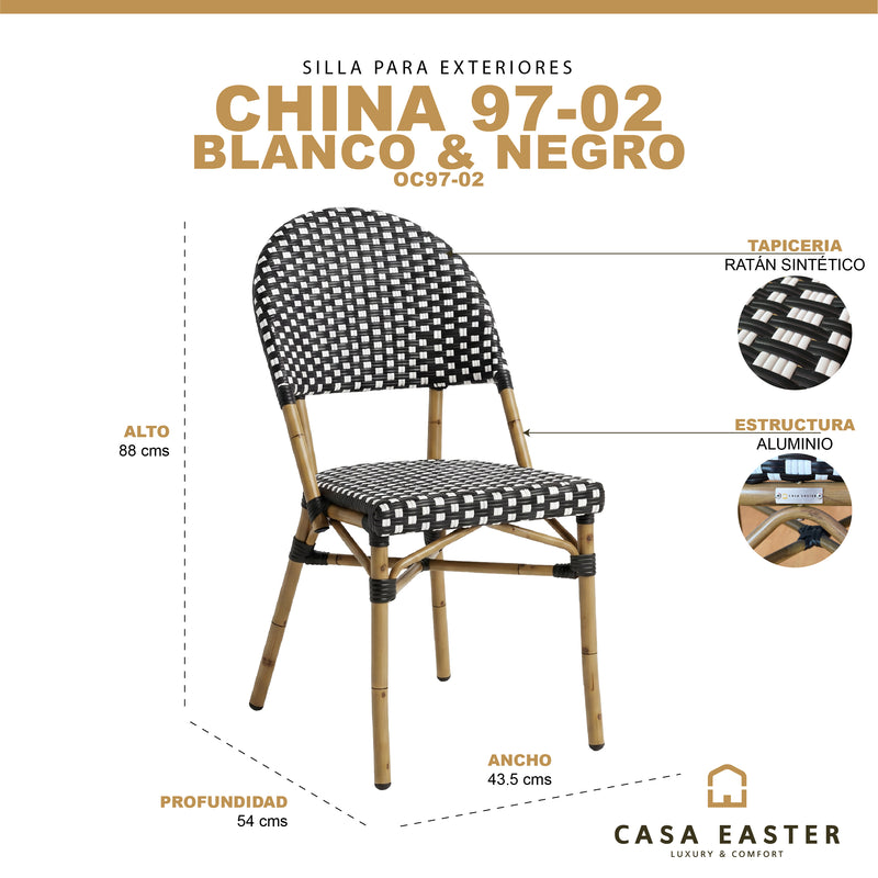 Load image into Gallery viewer, Rattan chair for outdoors and indoors Color Black With White CHINA -OC97
