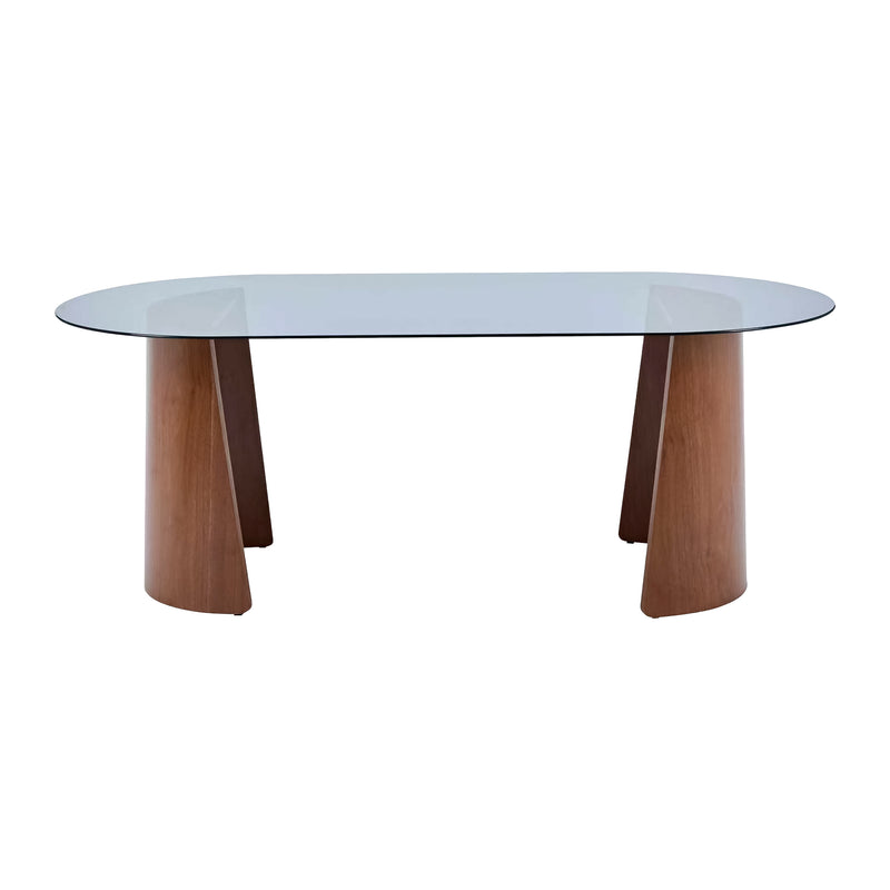Cargue la imagen en el visor de la galería, Mesa de comedor de interior 2M Lujino con cubierta de cristal, color brown - GDT1408B4PRG