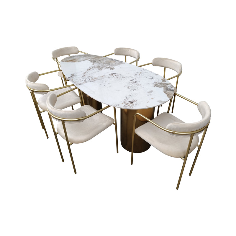 Cargue la imagen en el visor de la galería, Comedor Geminis 1.8 M + 6 sillas Ares color Beige