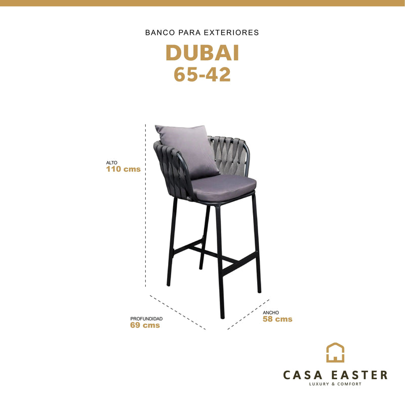 Cargue la imagen en el visor de la galería, Silla Alta de Lazo para Exterior e Interior Color Carbon/ Gris DUBAI-65-42