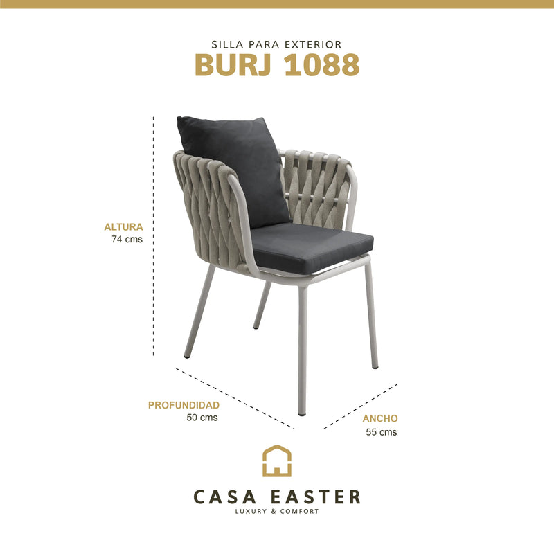 Cargue la imagen en el visor de la galería, Silla de Lazo para Exterior e Interior Color Blanco/Gris Oscuro BURJ 1088-ZF006