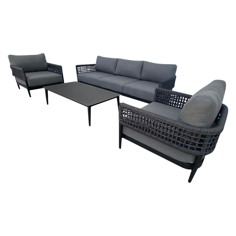 Cargue la imagen en el visor de la galería, Sala para Exterior e Interior de Rattan Color Carbon HAMPTON TRIPLE-HAM04