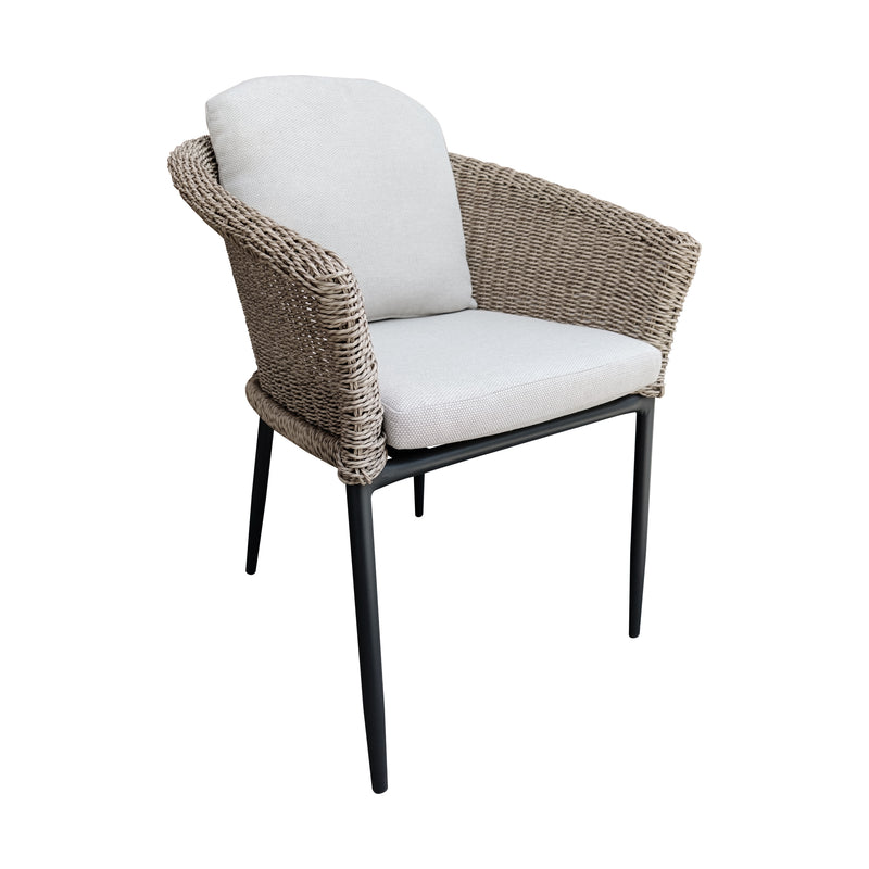 Cargue la imagen en el visor de la galería, Comedor Redondo Imri 1.2 M color Champagne + 5 sillas Hampton color carbon