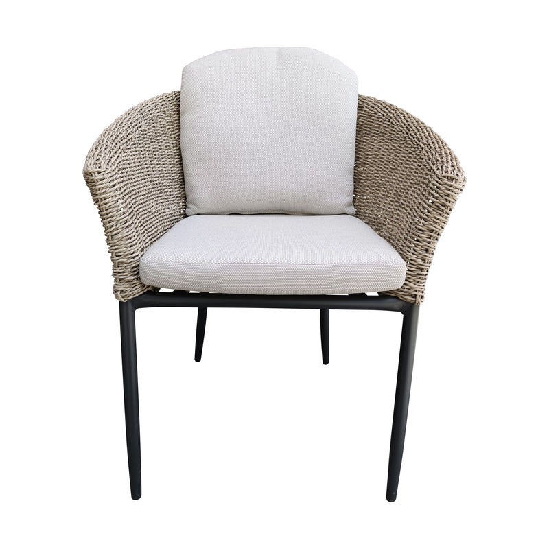 Cargue la imagen en el visor de la galería, Comedor Redondo Imri 1.2 M color Champagne + 5 sillas Hampton color carbon