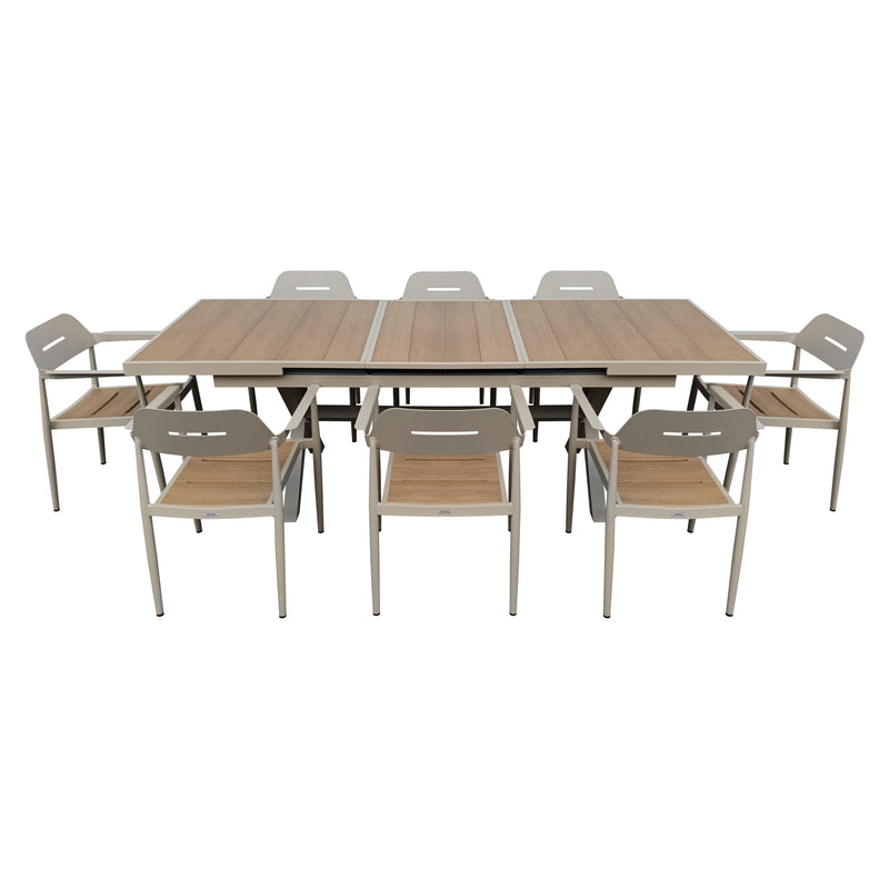 Cargue la imagen en el visor de la galería, Comedor Jacinta expandible + 8 sillas Liba color Champagne