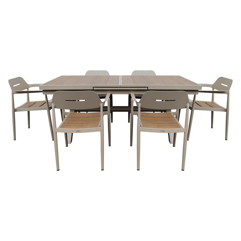 Cargue la imagen en el visor de la galería, Comedor Jacinta expandible + 8 sillas Liba color Champagne