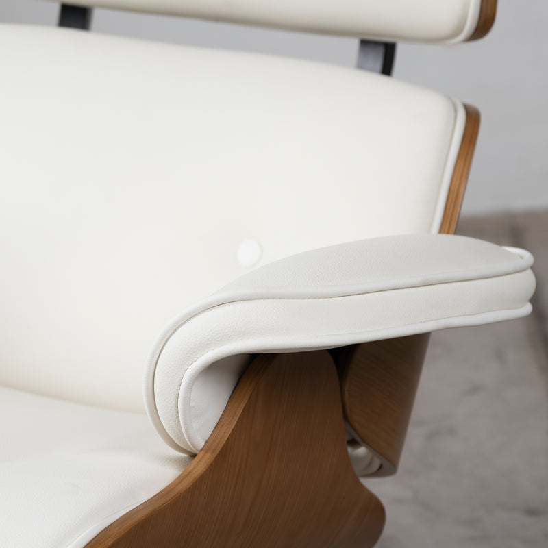 Cargue la imagen en el visor de la galería, Set silla individual de oficina con taburete JY6025 1036 color blanco-café - JY6025-1036