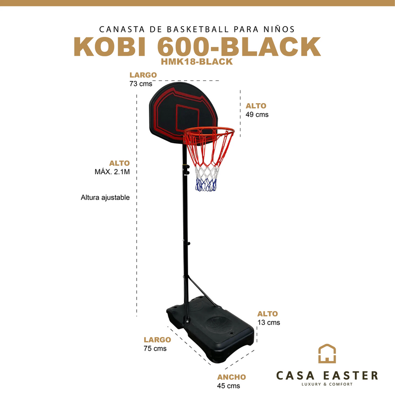 Cargue la imagen en el visor de la galería, Juego de Canasta para Basketball Color Negro KOBI - HMK18-Black