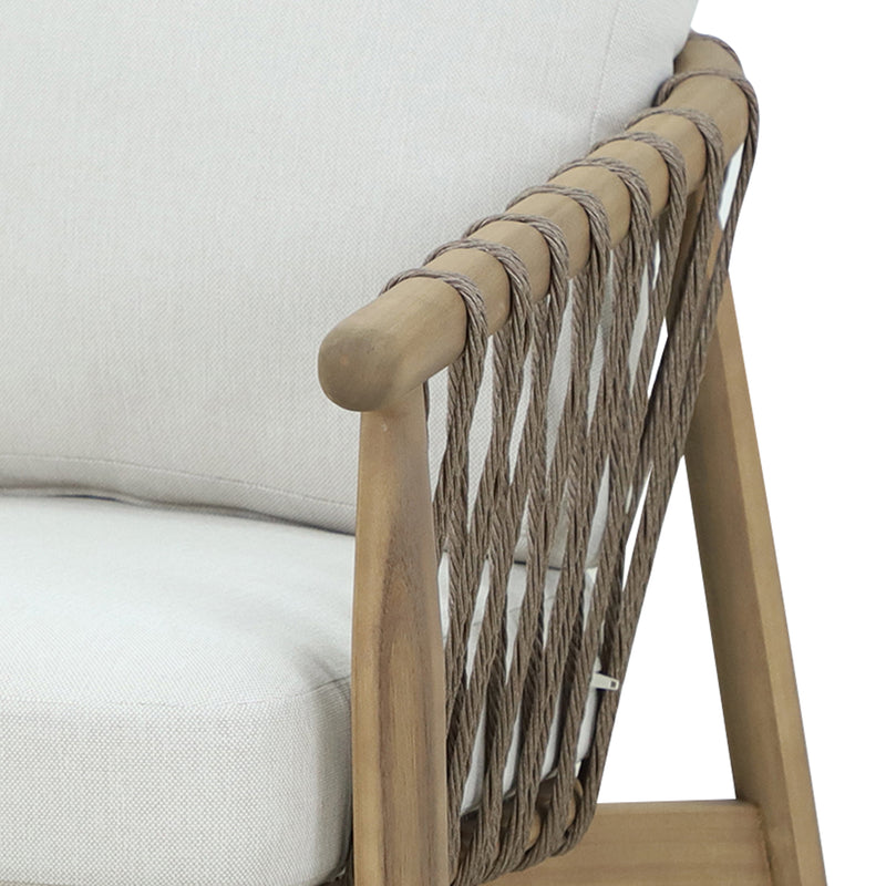 Cargue la imagen en el visor de la galería, Sillón individual Khoi de madera color natural - HUC40386