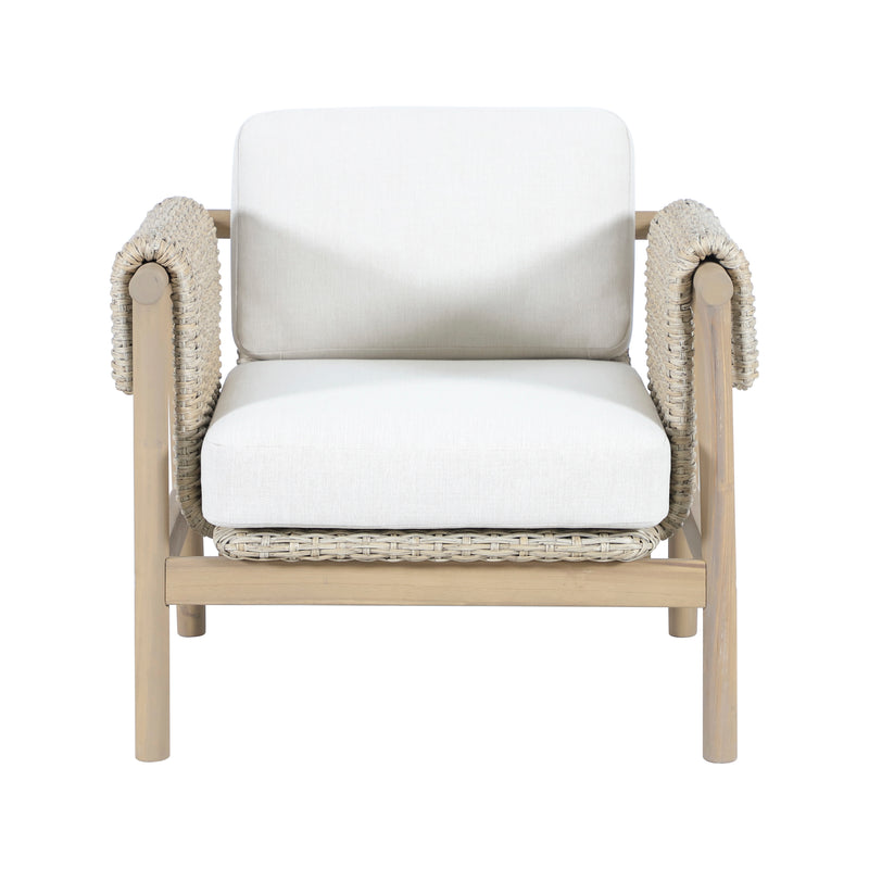 Load image into Gallery viewer, Set triple de madera Licius con mesa de centro, para exterior color natural - HUC 41294-53-31