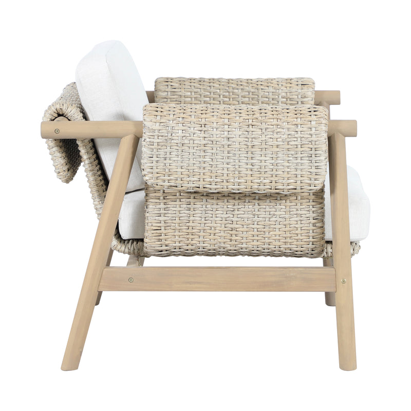 Load image into Gallery viewer, Set triple de madera Licius con mesa de centro, para exterior color natural - HUC 41294-53-31