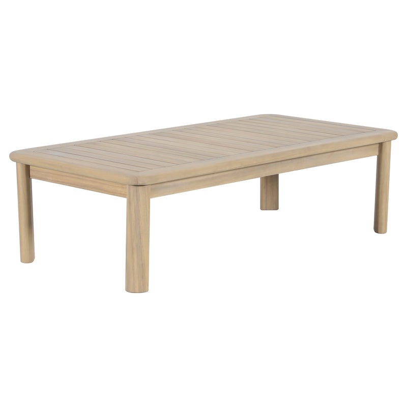 Load image into Gallery viewer, Set triple de madera Licius con mesa de centro, para exterior color natural - HUC 41294-53-31