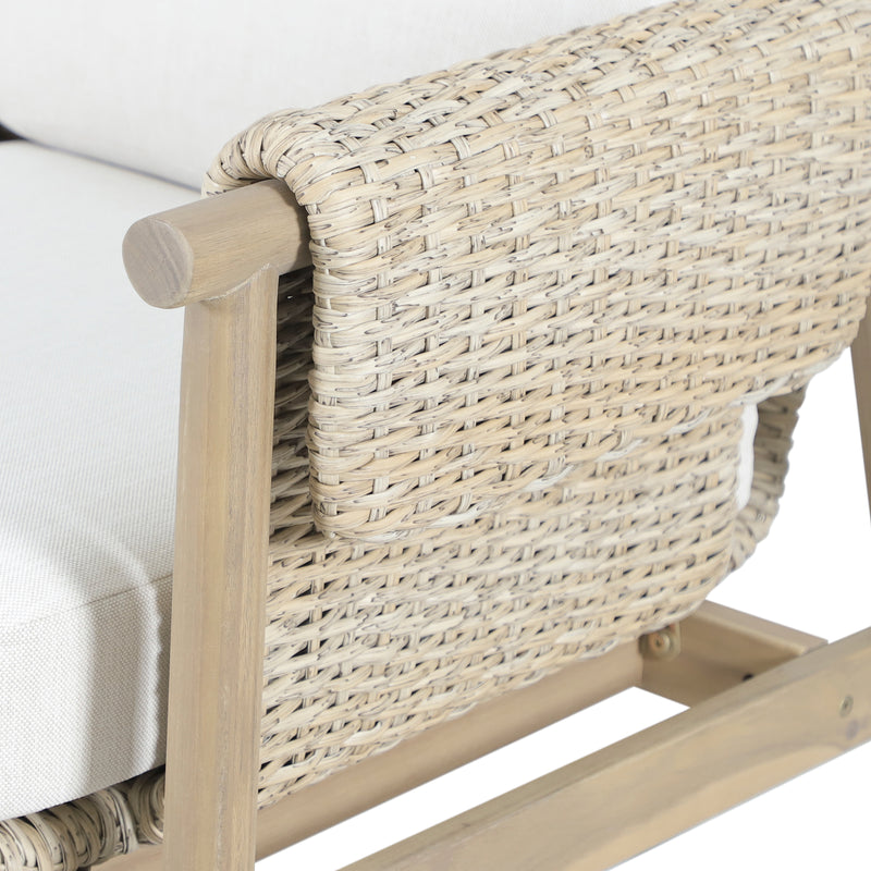 Load image into Gallery viewer, Set triple de madera Licius con mesa de centro y mesa bistro para exterior color natural - HUC41294-53-31-36