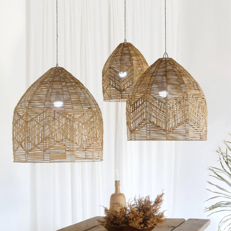 Cargue la imagen en el visor de la galería, Lampara Decorativa Colgante para exterior y interior Juego de 3pz Natural IBIZA-400988 CasaEaster