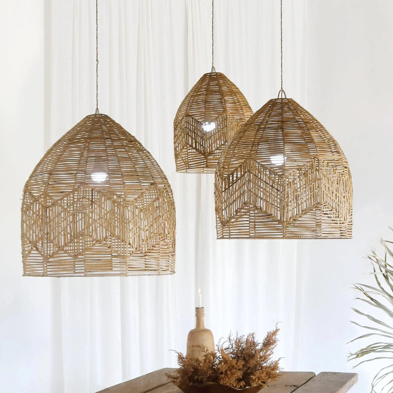 Cargue la imagen en el visor de la galería, Lampara Decorativa Colgante para exterior y interior Juego de 3pz Natural IBIZA-400988 CasaEaster