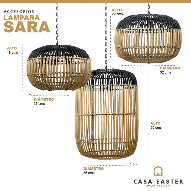 Cargue la imagen en el visor de la galería, Lampara Decorativa Colgante para exterior y interior Juego de 3pz Natural Negro SARA-401642