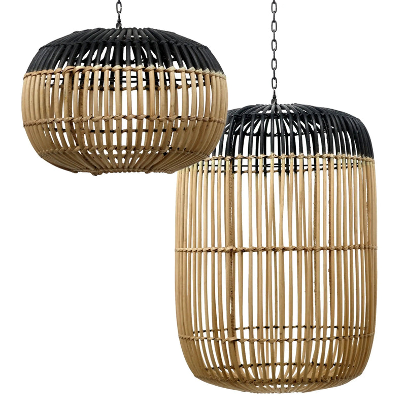 Cargue la imagen en el visor de la galería, Lampara Decorativa Colgante para exterior y interior Juego de 3pz Natural Negro SARA-401642