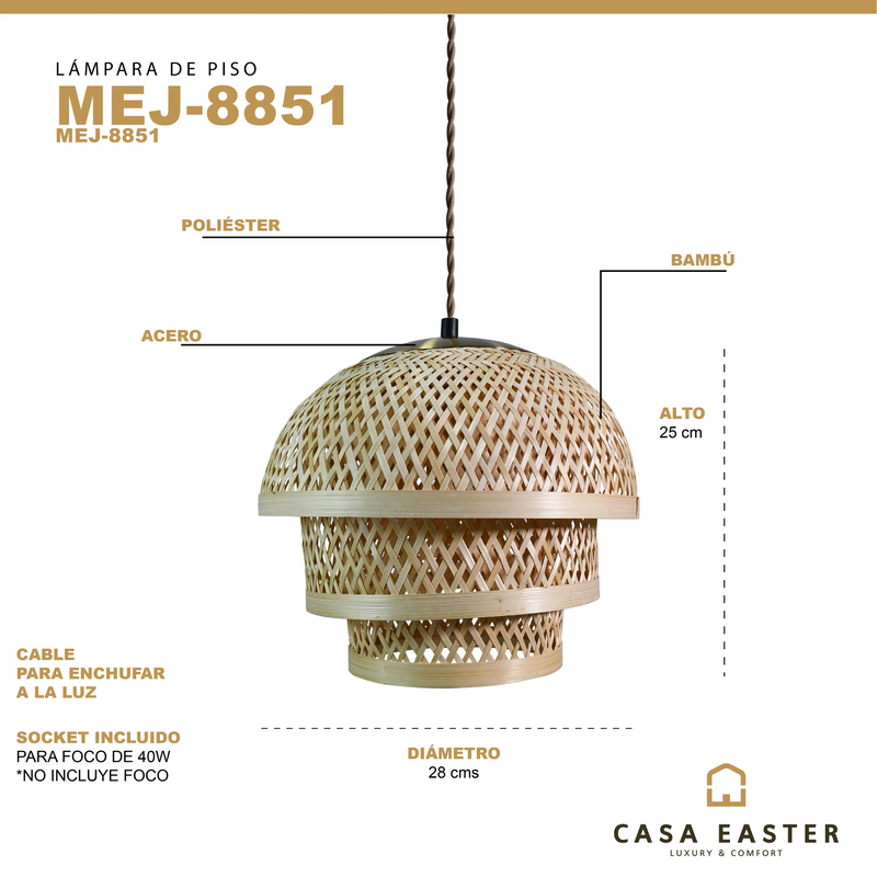 Cargue la imagen en el visor de la galería, Lampara estilo Bamboo 28*25 MEJ8851 CasaEaster
