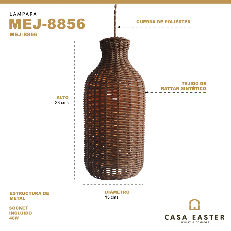 Cargue la imagen en el visor de la galería, Lampara estilo Plastic rattan 15*38 MEJ8856 CasaEaster