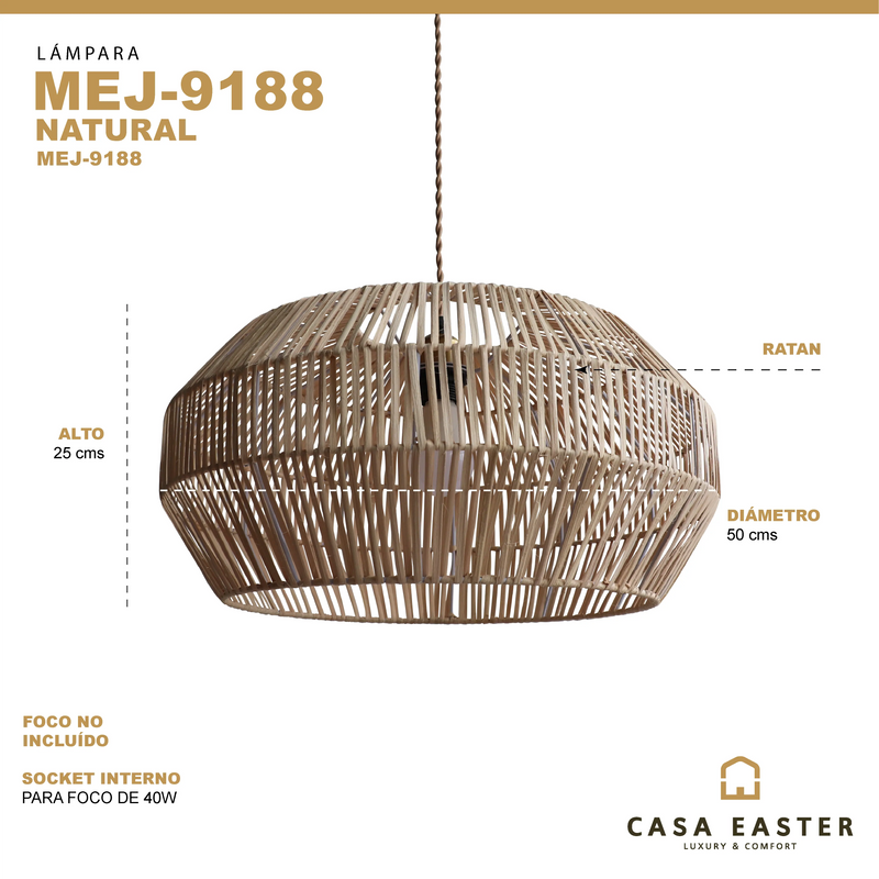 Cargue la imagen en el visor de la galería, Lampara estilo Rattan 50*25 MEJ9188 CasaEaster